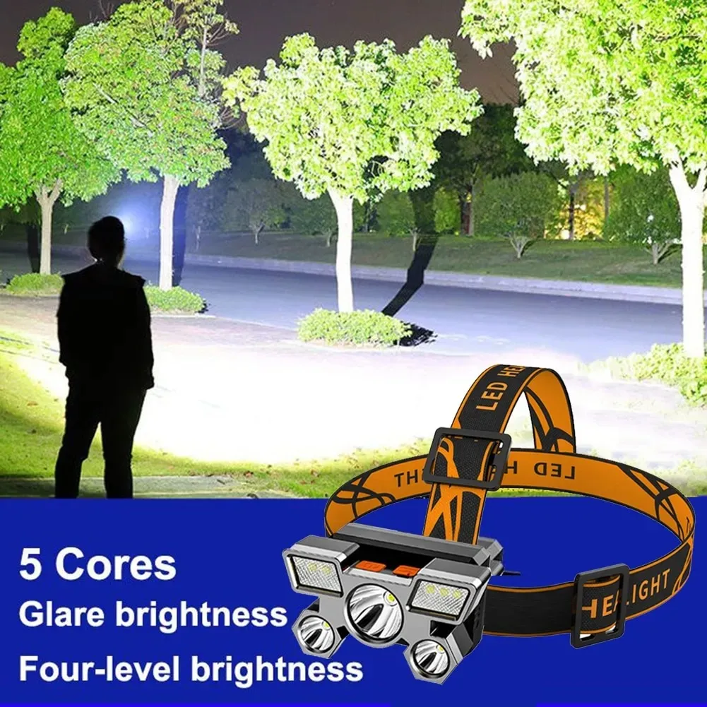 🔦 USB Rechargeable 5 LED Headlamp